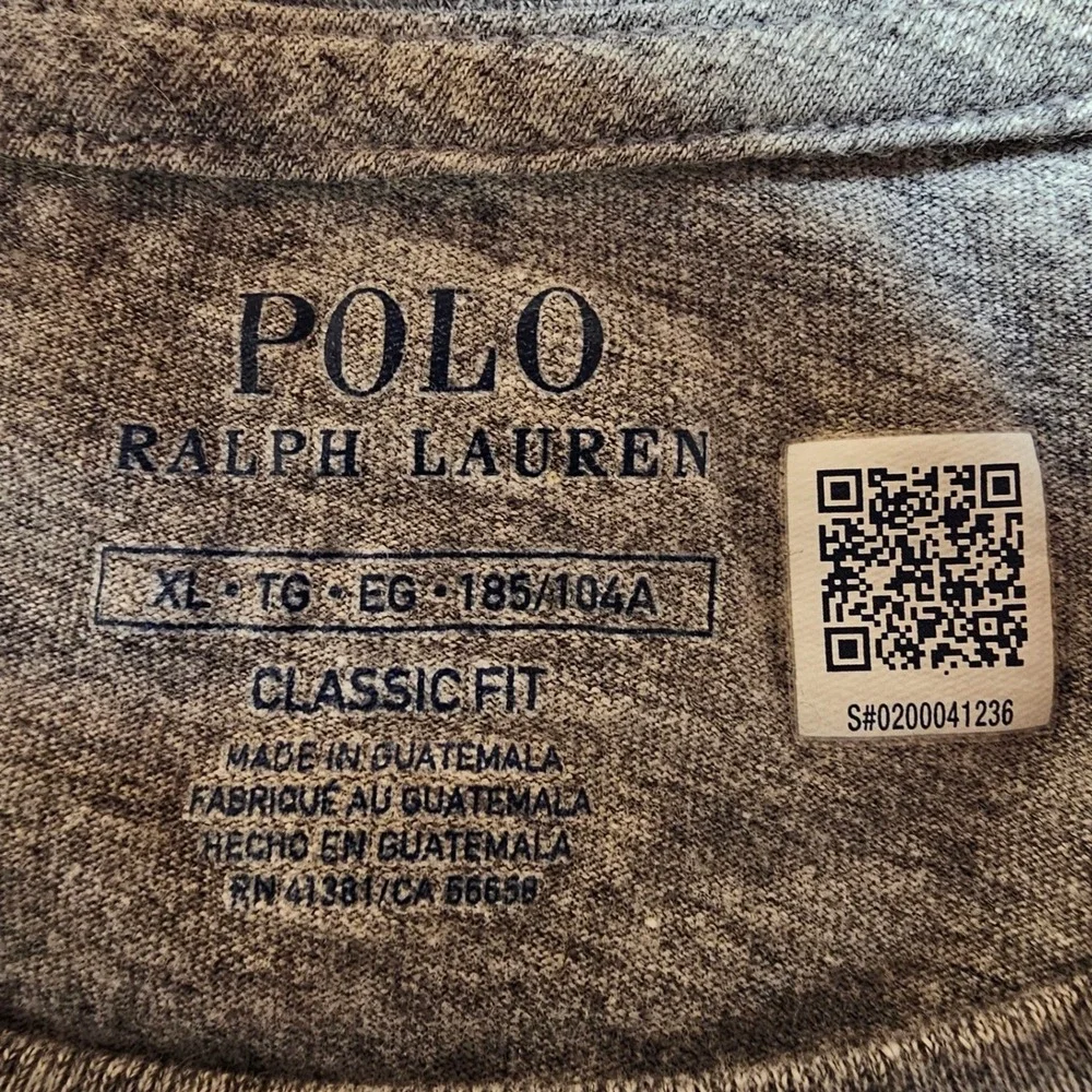 Polo Ralph Lauren Mens Grey Heather Pocket T-Shirt Short Sleeve Pony‎ Logo XL